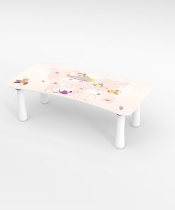 Kinder Tritthocker aus Holz mit Motiv World Map Rosa