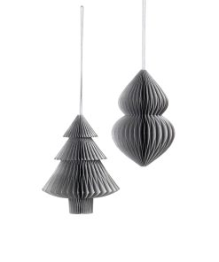 Alternative view of Broste Papier-Weihnachtsschmuck Silber 2er-Set
