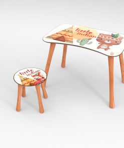 Kinder Hocker und Tisch Set mit Motiv Little Indian Weiß