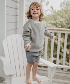 Shorts aus Waffle Piqué (blau)