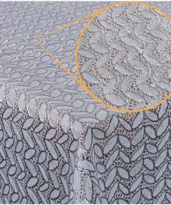 Abwaschbare Tischdecke Lace Vinyl Häkelspitze Optik Spitzentischdecken Blätterchen Silber