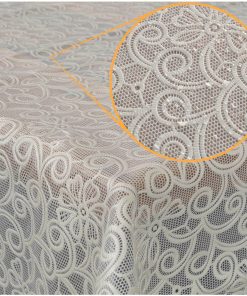 Abwaschbare Tischdecke Lace Vinyl Häkelspitze Optik Spitzentischdecken Blumen Beige