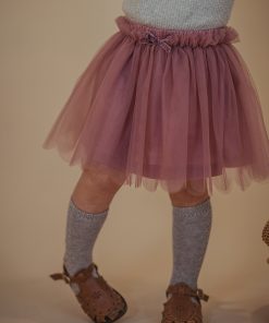 Tüllrock mit Schleife und Wellenkante (mauve)