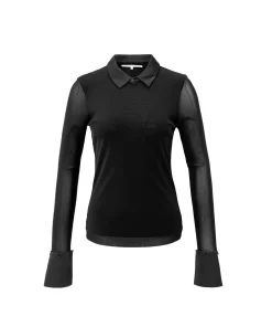 YAYA Mesh-Langarmshirt Black