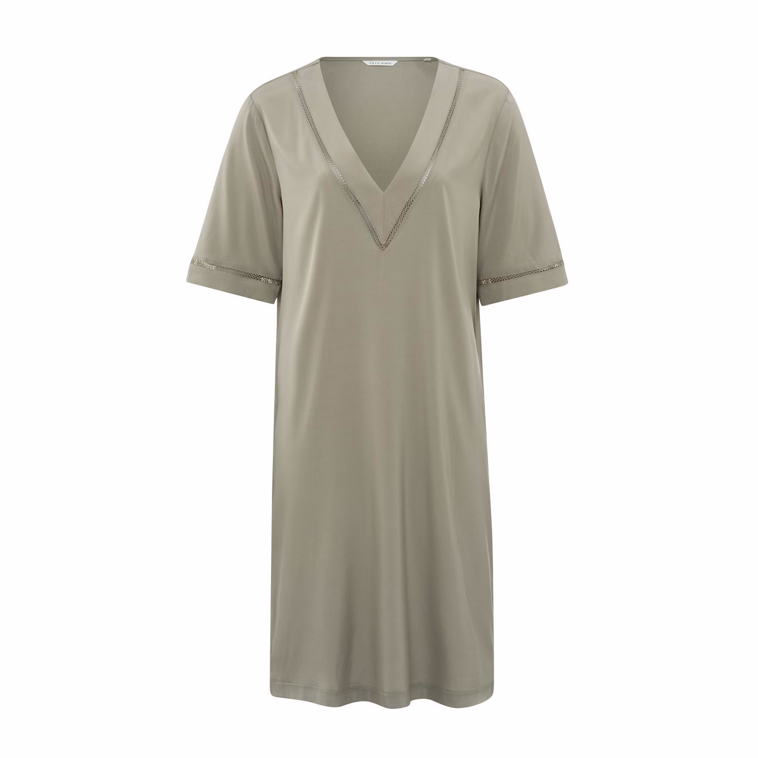 YAYA Kleid mit V-Ausschnitt Army Green