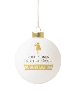 Alternative view of Lustige Kugel „Noch keinen Engel geküsst?“